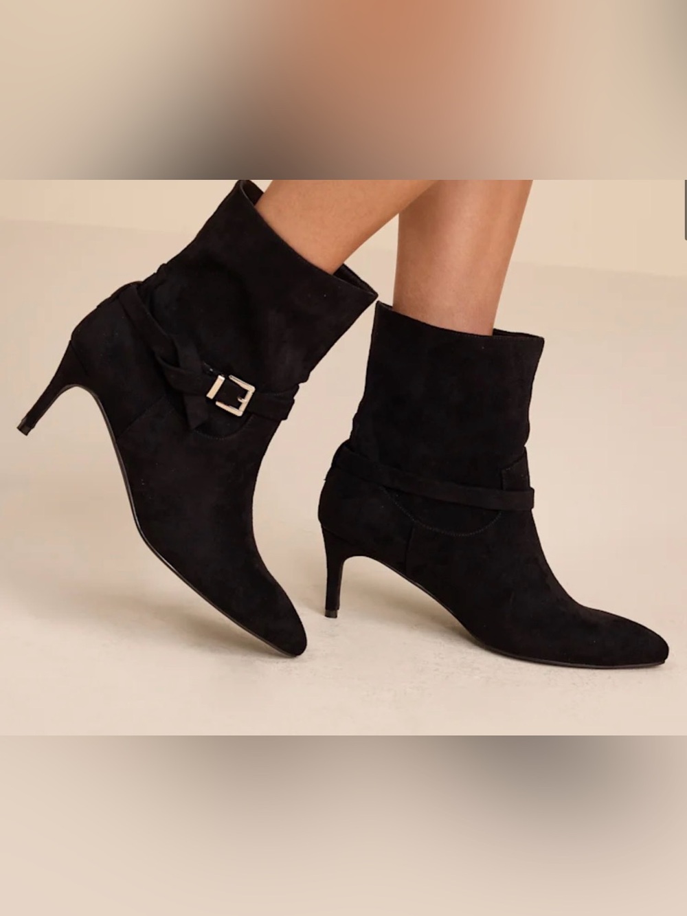 NWT Lulu’s black faux suede kitten heel booties boots 9